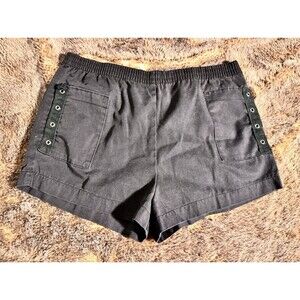 Justin Allen Vintage Black Lightweight Elastic Waist High Rise Shorts M pockets